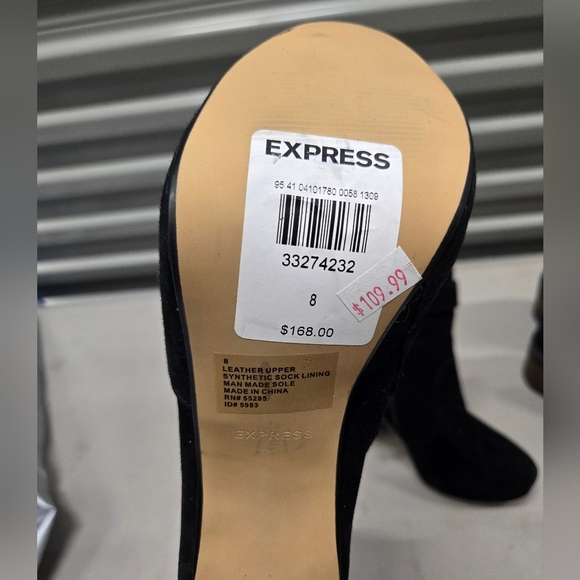 Express Genuine Suede Platform Buckle Boots Sz 8 - Picture 4 of 4